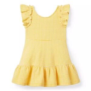 Janie and Jack 2T Gingham Knit Seersucker Dress in Mimosa Gingham, like new